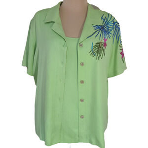 Nancy Bolan City Girl Embellished Silk Twin Set size XL